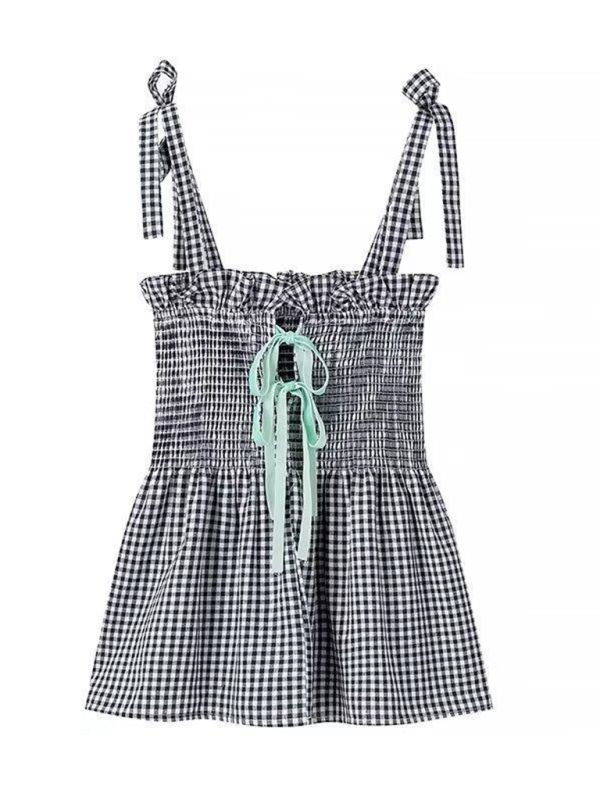 Women’s Street Fashion Plaid Strap Top