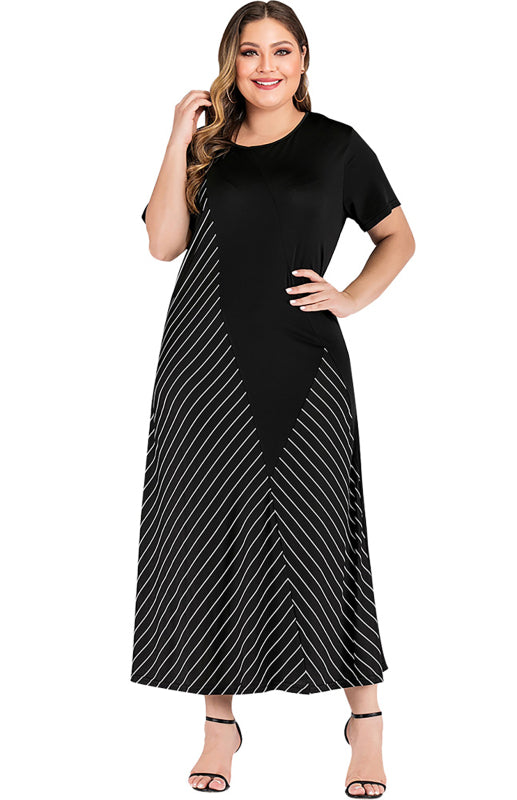 Women’s Striped Colorblock Short Sleeve Dress