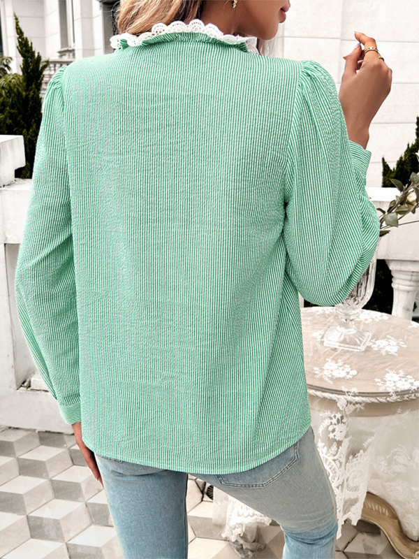 Women’s Temperament Contrast Striped Shirt