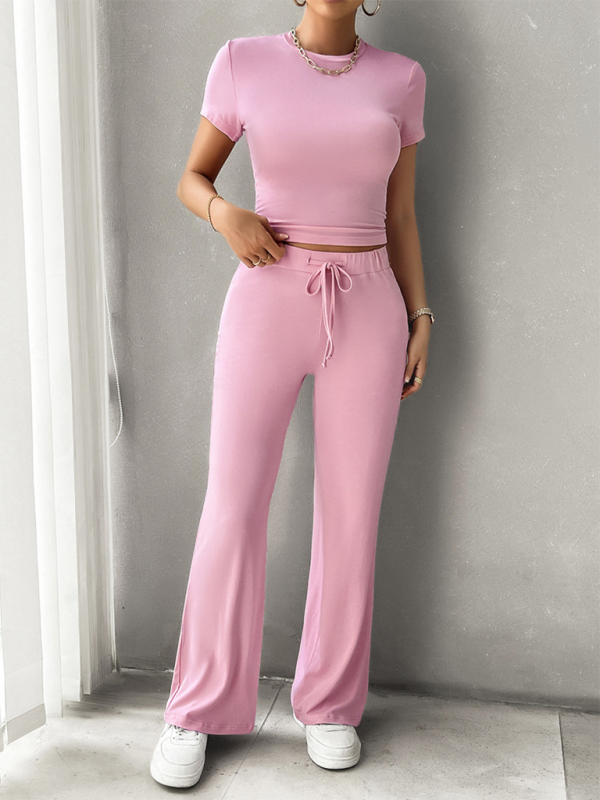 Women’s Temperament Solid Color Round Neck Urban Casual Fashion Suit