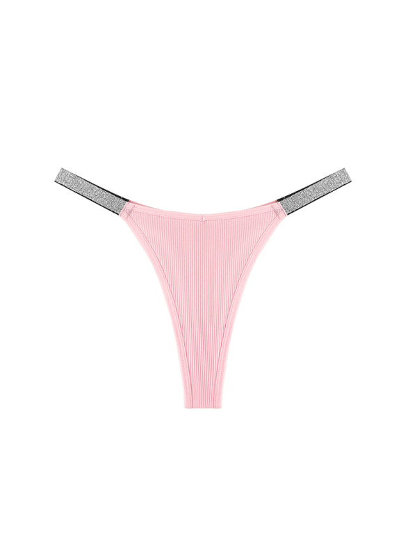 Women’s Underwear Silver Ribbon Thread Multicolor Knitted Sexy Thong