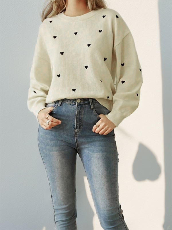 Women’s Valentine’s Day Heart Crew Neck Sweater