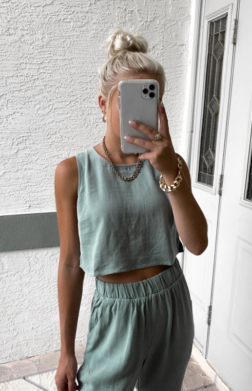 Women’s Vest Open-Waist Trousers Suit