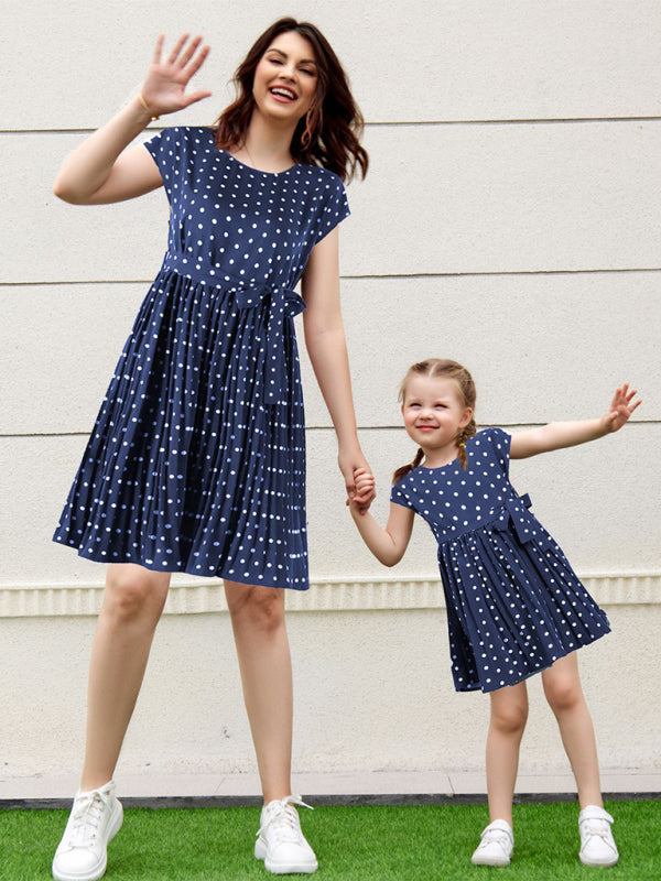 Women’s Woven Polka Dot Pleated Midi Dress