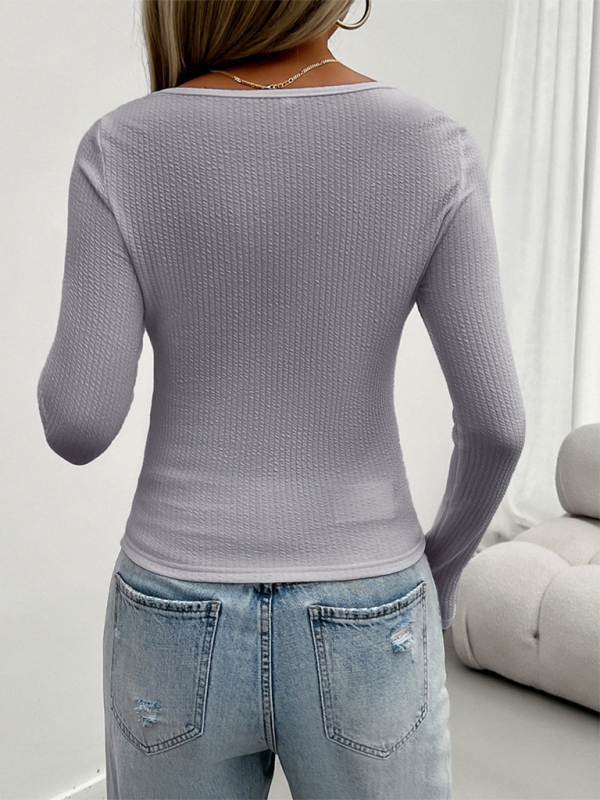 Women’s Y2k slim fit U-neck long sleeve top