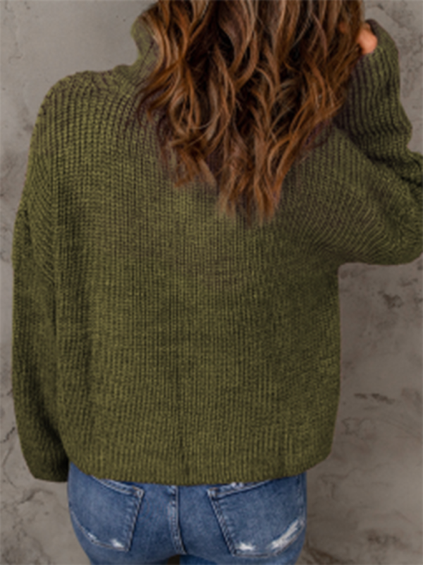 Women’s zippered loose turtleneck long sleeve pullover sweater