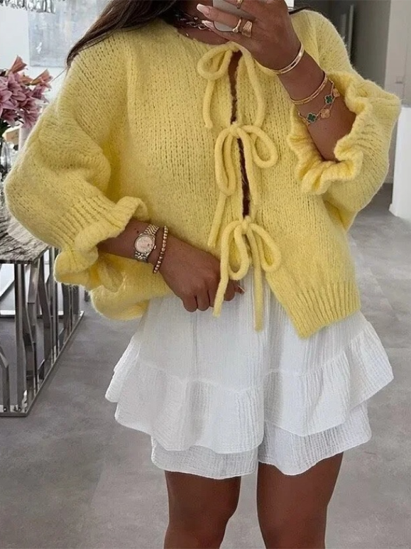 Yellow Knit Sweater Vest - Golden yellow / S